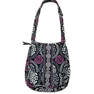 Vera Bradley Black and Purple Canterbury Crossbody Mailbag